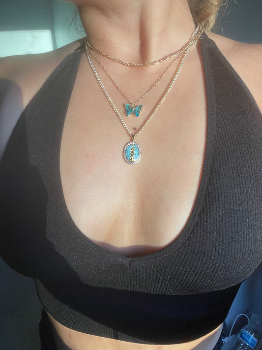 Baby blue necklace set